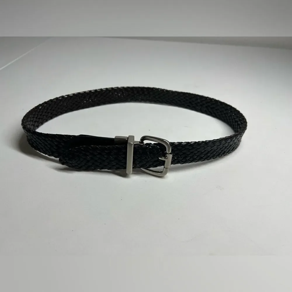 Chaps BONDED LEATHER Braided Reversible Belt  SIZE: 22 - 24 BLACK/BROWN